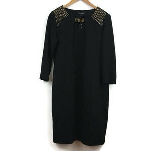 Spence Dress Black Gold Embellish Sheath Jersey 6